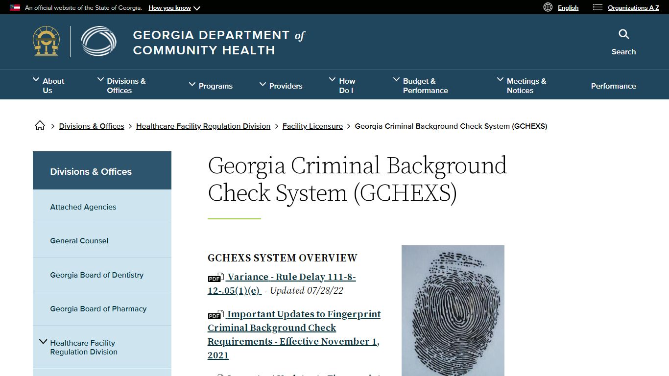 Georgia Criminal Background Check System (GCHEXS)